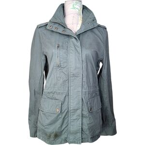 By Together You and I Size Large Olive Green Funnel Neck Cotton Utility Jacket